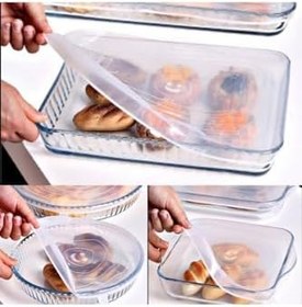 Resim Silikon Yuvarlak Borcam Kapağı Silikon 2 Adet Streç Kapak 2'li Kapak 