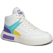 Resim Jump 0856 Yüksek Bilekli Kadın Sneaker Spor Ayakkabı Krem Çok Renkli 
