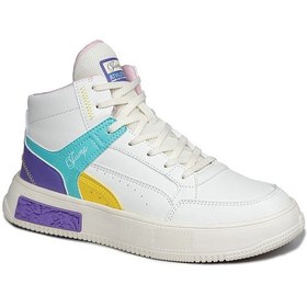 Resim Jump 0856 Yüksek Bilekli Kadın Sneaker Spor Ayakkabı Krem Çok Renkli 