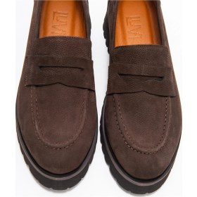 Resim Luvishoes Luvi Shoes Vıonel Kahverengi Nubuk Hakiki Deri Kadın Loafer Ayakkabı Kahverengi 