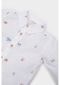 Resim DeFacto Erkek Bebek Hayvan Desenli Flamlı Poplin Uzun Kollu Gömlek E2009A525SPER105 Ekru 