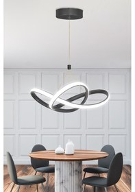 Resim Ransom Siyah Kumandalı Dimmerli 4 Modlu Modern Sarkıt Led Avize Siyah 