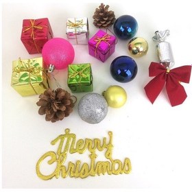 Resim Yılbaşı Çam Ağacı 90 Cm + 15 Li Süs +led Işık 7 Adet Kartpostal 