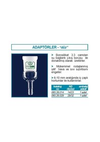 Resim İsolab 065.26.014 Adaptör - Düz - Musluksuz - Çap 8 Mm - Dişi Şilif : Ns 14/23 1 Adet 