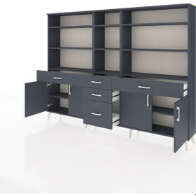 Resim Arges Dolap 11 Raflı 5 Çekmeceli 4 Kapaklı 220x30x163 Antrasit-antrasit Antrasit - Antrasit 