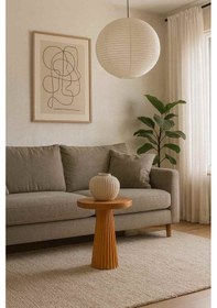 Resim Masif Ahşap Tekli Sehpa Rustik Mantar Form Yan Sehpa - Açık Ceviz Renk Açık Meşe 