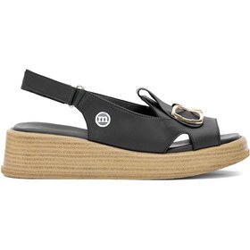 Resim Mammamia D25ys-2780 Kadın Hakiki Deri Düz Sandalet Siyah Siyah 