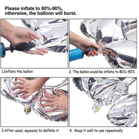 Resim Folyo Balon 4 Rakamı Helyum Balon 100 Cm Gökkuşağı Renk Çok Renkli 