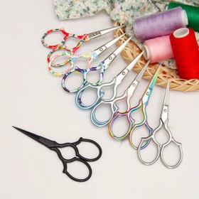 Resim Vintage Paslanmaz Çelik Küçük Makas Kaşlar, Burun Tüyleri ve Saçlar İçin - Pil Gerektirmez, İki El Kullanımı - Evde Güzellik Uygulamaları İçin Mükemmel, Güzellik Makası|Vintage Makaslar|Dayanıklı Paslanmaz Çelik 