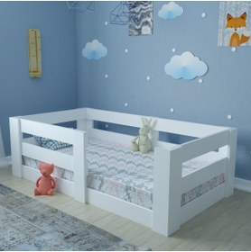 Resim Ninnimo Çocuk Beyaz Mdf 70x130 Yatak Uyumlu Montessori Karyola 