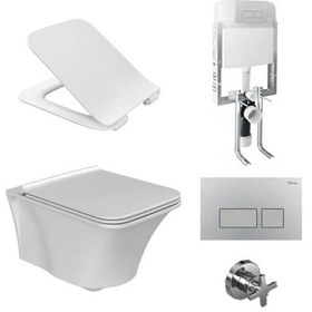 Resim Turkuaz İbiza Rimless Asma Klozet ve Gömme Rezervuar Tam Set 
