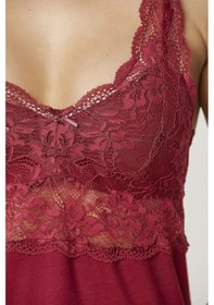 Resim Pierre Cardin Penye Dantelli Gecelik Sabahlık Takım 4020 Bordo 