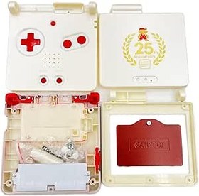 Resim Sunvalley Sınırlı GBASP Ekstra Muhafaza Kılıf 25. Yıl Dönümü Değiştirme, Gameboy Advance GBA SP El Oyun Konsolu için, Kendin Yap Beyaz/Kırmızı/Altın Kapak Dış Muhafaza + Düğmeler/Vida Seti 