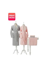 Resim Özdilek Camellia Gri Pembe Banyo Paspas Hediyeli Happy Set Aile B Pembe 