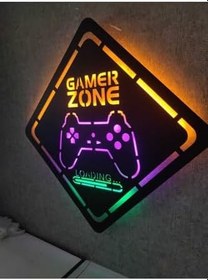 Resim Gamer Zone Led Işıklı Ahşap Tablo 70x70 cm, gamerzone170 