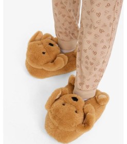 Resim Defacto Kız Çocuk Köpek Temalı Düz Taban Panduf F1510a825wnbn45 Kahve-bn45 