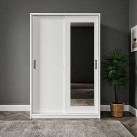 Resim Merlin Mobilya Başak 2 Kapaklı 8 Bölmeli Aynalı Dolap 