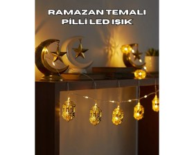 Resim Özbience Pilli LED Işık Altın Fener Dekoru, Ramazan Şenliği Için Muhteşem Seçenek 