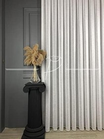 Resim Tül Perde Simli Keten Işıltılı Tül Etek Kurşun Sarımlı (1 e 2.5 Normal Pile Sıklığı) 450 x 270 Ekru 