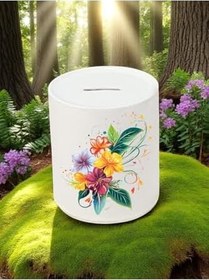 Resim Çiçek Baskılı 3'lü Seramik Kumbara 