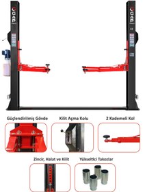 Resim G GAPTOOLS 4 Ton Iki Sütunlu Yarı Otomatik Hidrolik Lift GPL101XI 