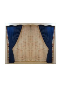 Resim Koyu Mavi Renk Fon Kadife Perde Çift Kanat 1/3 Sık Pileli Dikim V-34 Parlament Mavi 