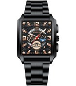 Resim Sones Fngeen 2166 Erkek Üç Gözlü İçi Boş Kuvars Saat Öğrenci Spor Elektronik Saat Siyah Çelik Siyah Yüzey Altın Çiviler 