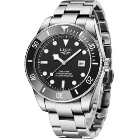 Resim Hanyang Siyah Lıge Orijinal Kuvars Erkek Izle Üst Marka Paslanmaz Erkek Saatler Su Geçirmez Kol Saati Aydınlık Takvimli Saat Relogio Masculino (Yurt Dışından) 