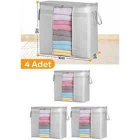 Resim 4 Adet - Pencereli Saklama Çantası 50 X 45 X 30 Cm - Gri Benekli 