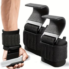 Resim Erkekler ve Kadınlar için Fitness Ağırlık Kaldırma Kanca (Çift) - 8mm Kalın Bilek Yastığı - Powerlifting, Omuz Çekme, Sırt Çekme & Deadlift Desteği için Ağır Kaldırma Kayışları - Pull Up Kancalı Spor Salonu Straps 