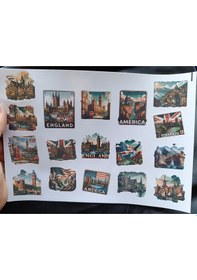 Resim Vintage Ülke Kartpostalları Etiket Seti, Bullet Journal, Planlayıcı Stickers Diğer 