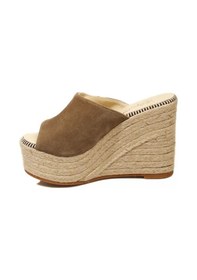 Resim Espadrilles Flash Velour Kahverengi Süet Deri 10 Cm Hasır Tabanlı Dolgu Topuklu Kadın Ayakkabı Kahve Rengi 