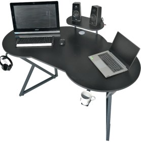 Resim Michael Brean Özel Oval Tasarım Oyuncu Masası 156 cm Bardaklık ve Kulaklık Tutucu Hediye 