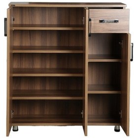 Resim Ayakkabılık Çok Amaç Model Parlak CEVİZ Hard suntalem Demonte 5raf 1çekmece El Yapım Ceviz 