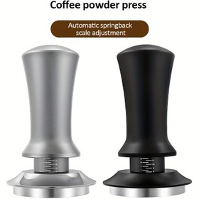 Resim 1 adet Paslanmaz Çelik Kahve Sıkacağı Ayarlanabilir Basınçlı 51/53/58mm - Hassas Espresso Tozu Dağıtımı, Mükemmel Öğütme Ağırlığı için Ölçü İşaretleri ile Dayanıklı Barista Aracı, Espresso Sıkacağı 