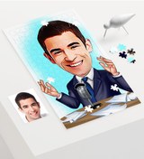 Resim Kişiye Özel Bay Spiker Sunucu Karikatür 240 Parça A3 Puzzle - 1 