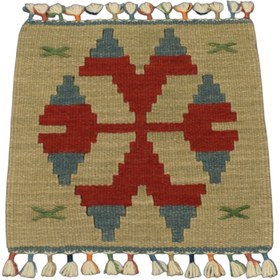 Resim Yeni El Dokuma Kare Köşe Sandalye Minderi Pınarbaşı Kayseri Yün Kilim 5966 