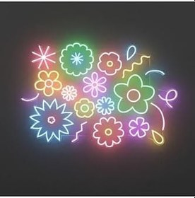Resim dekoraven Çiçekler Neon Tabela Dekoratif Aydınlatma, flowers2 