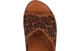 Resim Napa Shoes Rahat Kalıp Lazer Detaylı Hakiki Deri Kadın Dolgu Topuk Terlik NAPA-226L 