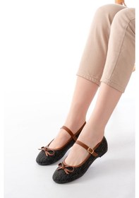 Resim 6321 Siyah Keten Günlük Baret Tokalı Bayan Babet Diğer 