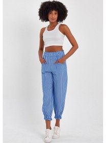 Resim Alexander Gardi Alexandergardı Paçası Büzgülü Jogger Pantolon B23-0065 Beyaz - Mavi 
