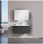 Resim Orka Likya 80 Cm Mdf Mat Antrasit Banyo Dolabı Takımı Antrasit 