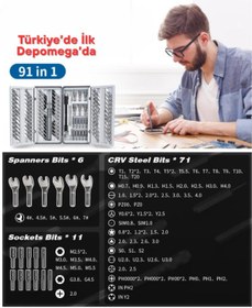 Resim DepoMega 91 Parça Bilgisayar Gözlük Saat Telefon Elektronik Tamir Tornavida Seti Özel Katlanır Kutulu 