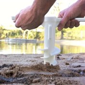 Resim 1 Adet Beyaz Plastik Şemsiye Yer Çivisi - 22mm Spiral Çadır Ankraj, Kum/Toprak İçin Sağlam ve Hafif, Pratik Tasarım, Kolay Tutma Kolu, Dayanıklı, Hava Koşullarına Dirençli Malzeme, Bahçe Dekorasyonu için Zigzag Desenli, Açık Hava Mobilyaları Sabitleme Aksesuarı 