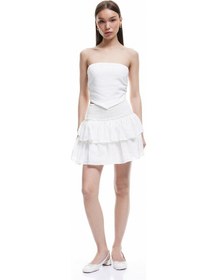 Resim Koton Brodeli Kat Detaylı Gipeli Mini Etek Beyaz 5sal70016ıw Beyaz 