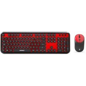 Resim Everest Round KM-6282 Siyah Kırmızı Kablosuz QMultimedia Klavye + Mouse Set 