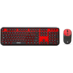 Resim Everest Round KM-6282 Siyah Kırmızı Kablosuz QMultimedia Klavye + Mouse Set 