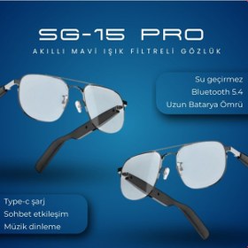 Resim Barışhan Medikal Sg-15 Pro Akıllı Gözlük: Mavi Işık Korumalı Sesli Gözlük, Spor Ve Sürüş İçin Taşınabilir Müzik Stereolu Güneş Gözlüğü 