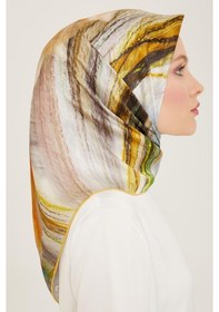 Resim Armine Gri-hardal Batik Desen Tivil İpek Eşarp 9102-36 