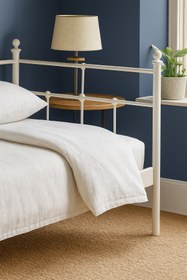 Resim Unimet Lalas Daybed Tek Kişilik Sedir Metal Karyola 90x200 Beyaz (AHŞAP LATALI) 